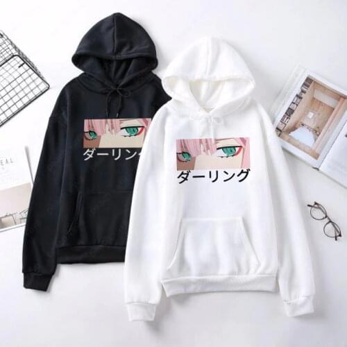 Darling in the franxx anime Harajuku Zero TWO beautiful girl print women Streetwear loose chic hip hop Warm Hooded Sweatshirt