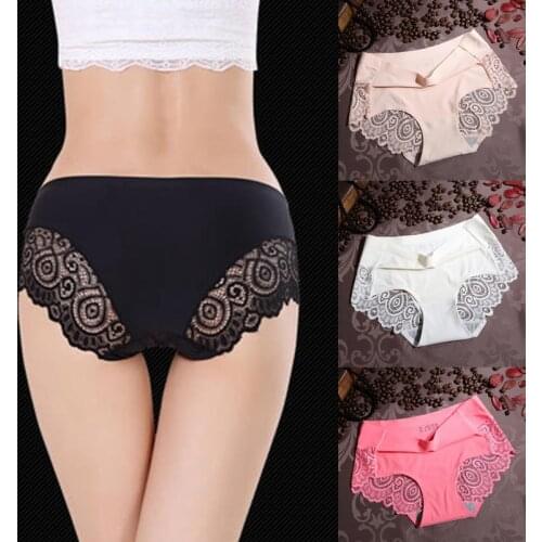 Womens Sexy Lace Seamless Panties Solid Ultra-thin Panties Underwear Womens Sexy low-Rise Briefs Lingerie 2020 New Summer