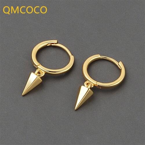 QMCOCO 925 Sterling Silver Earrings For Women Geometry Eardrop Design Trendy Simple Punk Party Jewelry Accessories Gifts