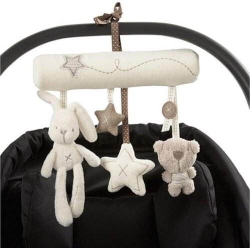 1 Pcs Cute Rabbit Baby Music Hanging Bed Safety Seat Plush Toy Hand Bell Multifunctional Stroller Mobile Plush&stuffed Toys