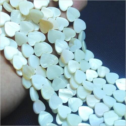 1 String nature shell beads mother of pearl heart shapes white colors for bracelets making accessories 8mm10mm12mm15mm 20mm