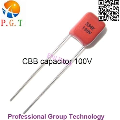 10pcs/lot 330NF 0.33UF 334J 1000NF 1UF 105J 100V P5MM 5MM pitch DIP CBB Polypropylene film capacitor