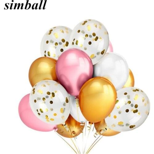 12 inches of Confetti Balloons 20pcs Latex Balloons Gold Pink White Holiday Parties Wedding Room Decorations Balloons Supplies