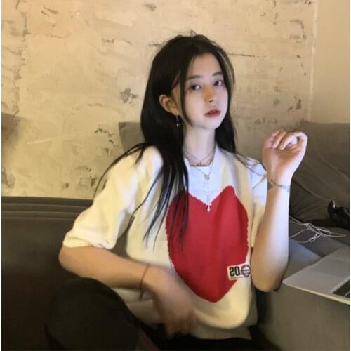 2021 knit Canale New Summer T Shirt Women Elasticity Oversized T-Shirt Woman Clothes Female Tops Short sleeve Womens Tops Love