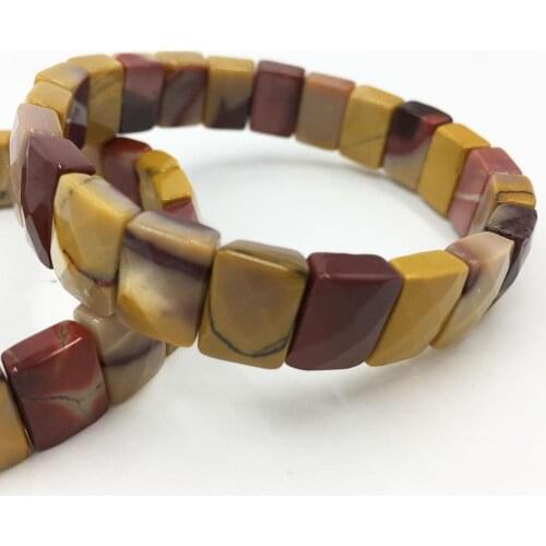 White Mother of pearl Mookaite Oblong Beads Bracelet 7.5” FG8909