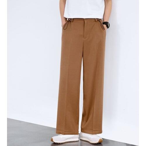 Wide Leg Pants Mens Fashion Solid Color Casual Pants Men Trousers Korean Loose Straight-leg Suit Pants Mens Dress Pants M-2XL
