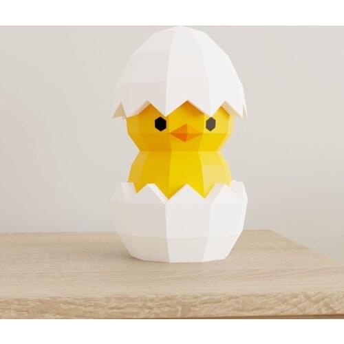 Eggshell Chick Paper Model 3D Stereo Origami DIY Papercraft Desktop Animal Handmade Decoration Toys Children Creativity Craft