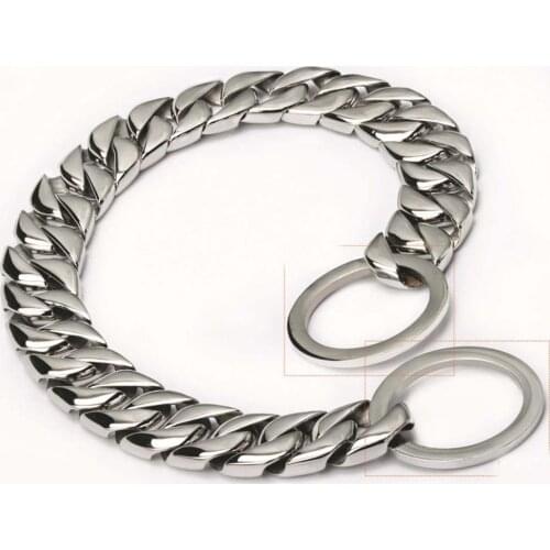 Tiasri Designer Dog Collars and Leash Big Slide Adjustable Dog Leash Pet Necklace High Quality Stainless Steel Chain Choker Link