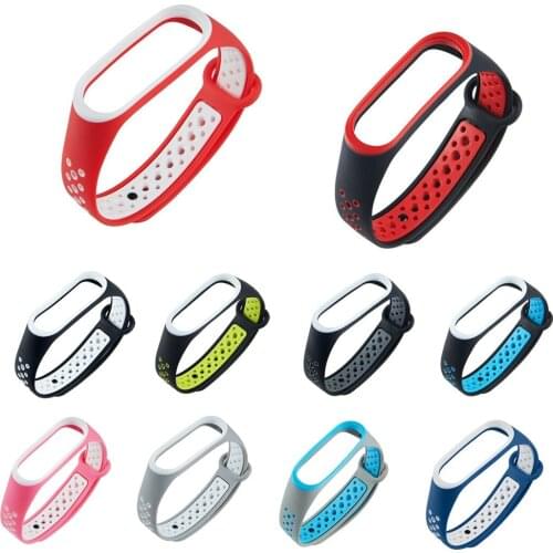 Dual Color Sport Bracelet Smart Watch Wristband Bracelet Quick Replacement Soft Silicone Wrist Strap For Xiaomi Mi Band 4 3