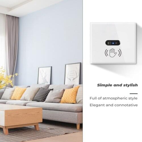 EU Infrared Sensor Switch 10A 220V Smart Light Switch Glass Display Panel Neutral Wire Wall Switch Motion Sensor Auto On/off