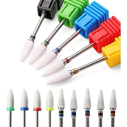 Ceramic Nail Drill Bit Milling Cutter Electric Rotary Burr Bits for Manicure Machine Accessories Nail Files Art Tools