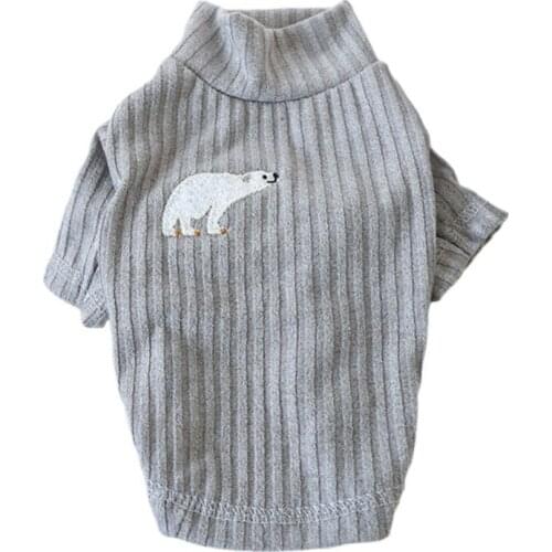 Pet Dogs Bottoming T-shirt Dog Homewear Little White Bear Printing Dog Sweaters Winter Casual Pets Cotton Turtleneck Shirts