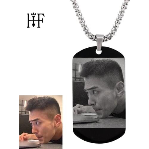 Customized Photo Name Necklace Stainless Steel Engrave ID Dog Tag Pendant Chain For Woman Jewelry Personalised Gift Gun Black