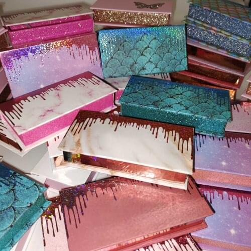 With mirror Print logo Eyelash Packaging Box Wholesale Lashes Boxes Empty Eyelash Package Boxes Case 8-25mm Lashes Rectangle Box