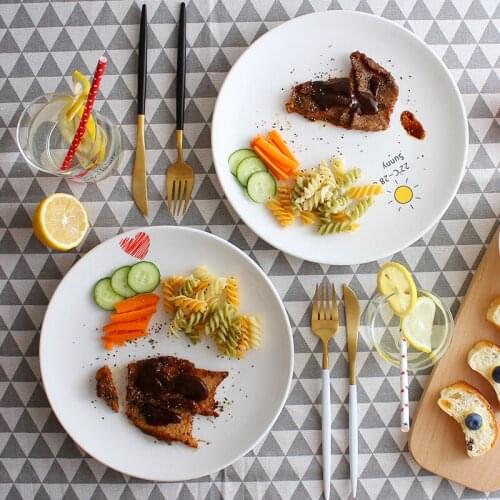 10 inch Creative Ceramic Western-style Steak Plate Breakfast Plate Dishes Round Cake Vegetable Plates