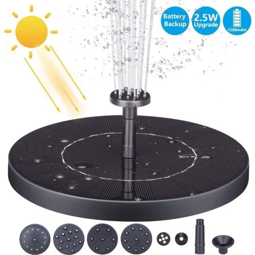 Round Solar Fountain Bird Bath Fountain Garden Pool Pond Solar Panel Floating Fountain Garden Decoration Water Fountain
