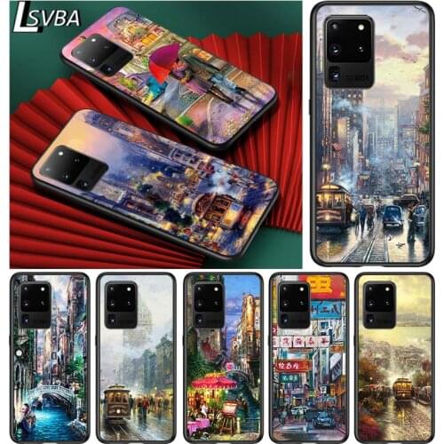 Oil painting landscape for Samsung S20 FE Ultra Plus A91 A81 A71 A51 A41 A31 A21 A11 A72 A52 A12 Soft Black Phone Case