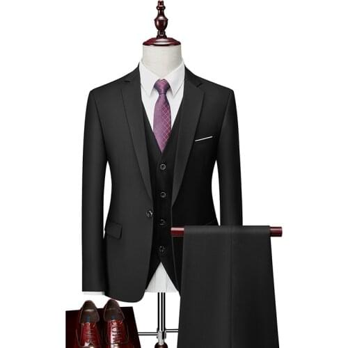 Italian Black Mens Suits with Pants Business Tuxedo Groom Wear Man Blazer Slim Fit Terno Masculino Costume Homme Mariage 3 Piece