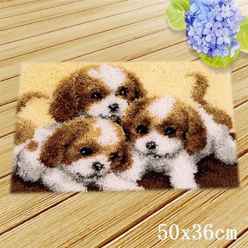 Cat Dogs Latch Hook Rug Kits Needlework Carpet Accessories Cross Stitch Latch Hook Cushion Animals Carpet Embroidery Knooppakket