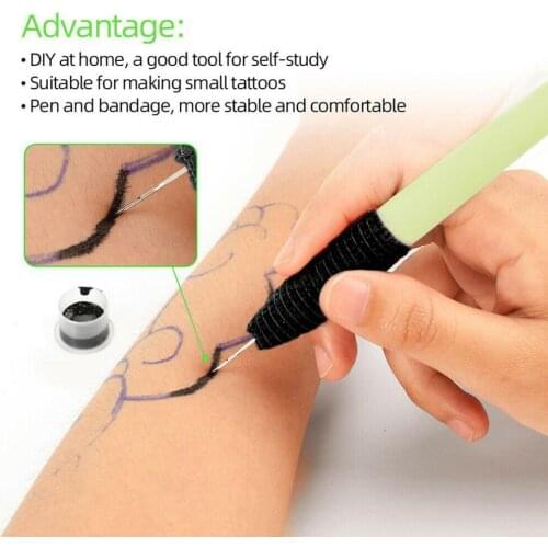 Handmade Stick And Poke Tattoo Tool Kit Secure Safe Hand DIY Set Tattoo Needles Supply Inkbox Tattoo Gloves Ink Tattoos Pok A9W7