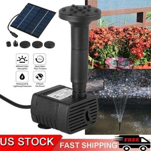 Solar Powered Fountain Pump 1.4W Solar Panel Water Pump Kit with 4 Spay Heads for Pond/Bird Bath/Water Circulation