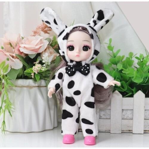 New 16cm Bjd Doll 13 Joints Movable Cute Cow Rabbit Clothes Set 6 Inch Fashion Dress Up Doll Girl Toy Child Birthday Gift