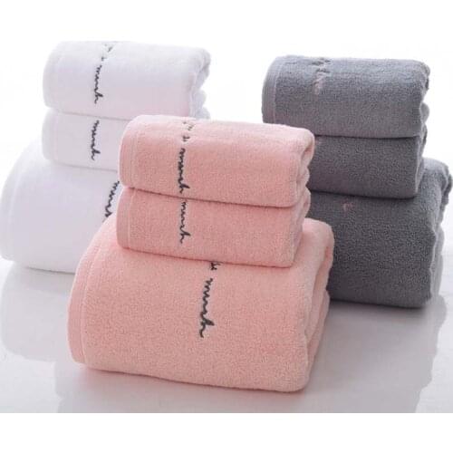 High Quality Egyptian Cotton Towels Adults Sweet Letters soft Embroidered Bath Face Towel Bathroom Shower Gift for Lovers Towel