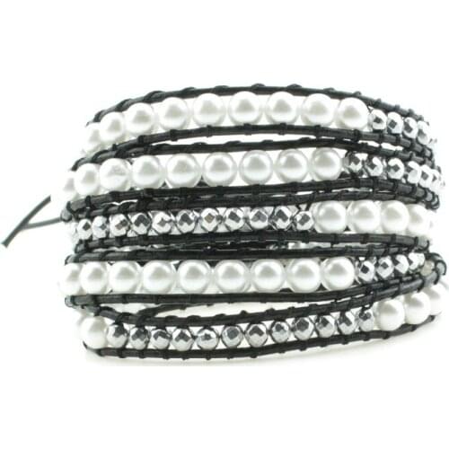 Drop Shipping Multi-Layer P E A R L and Hematite Bead 5 Times Wrap Statement Bracelet Collection