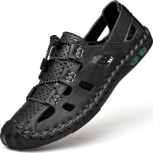 Plus size 48 new summer mens leather sandals brand fashion leisure ROMAN SANDALS outdoor sports beach sandals сандали Кроссовки