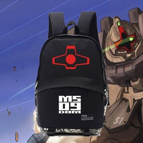 Anime fans backpack Gundam series robot Zaku/Dom printing black nylon bag nb414
