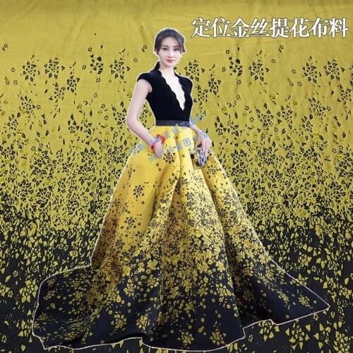 Yarn-dyed gold and silver thread positioning jacquard dress fabrics high-grade advanced custom dress fabrics spring and summer