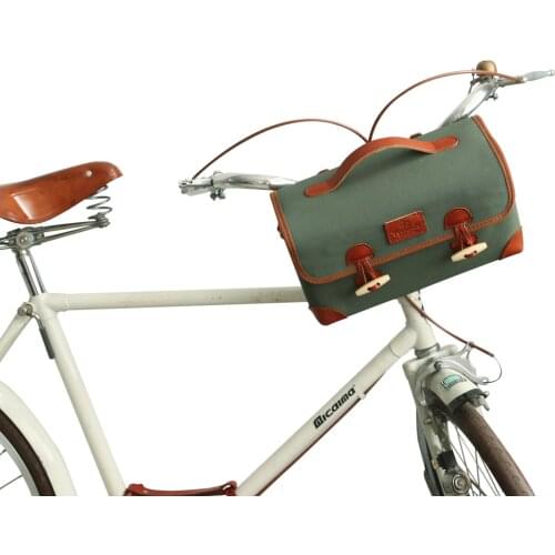 Tourbon Cycling Retro Bicycle Front Handlebar Bag Canvas Collapsible Bike Back Seat Pouch Pannier Shoulder Bags Multi-Purpose