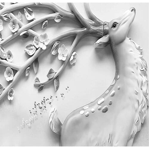 Three-dimensional relief wallpapers personalized European-style TV background wall grey wallpapers