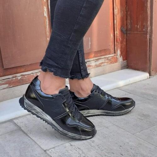 İBAY 001 ESCAPEDE Men Black Lace-Up Genuine Leather Casual Shoes