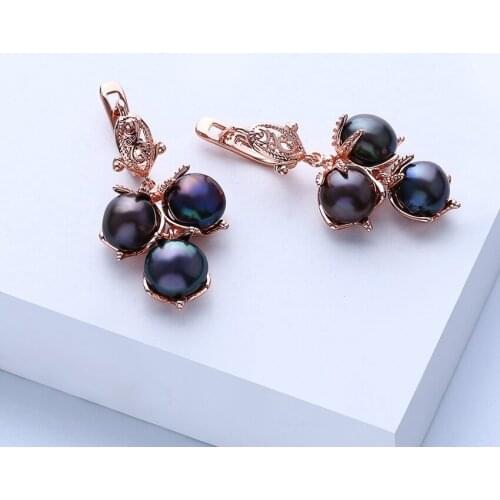 Vintage Simulated-Pearl Earrings Crystal Cubic Zirconia Gold Dangle/Drop Earrings for Women Wedding Earrings White/Black/Pink