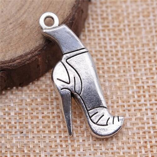 WYSIWYG 3pcs 35x14mm Boots Shoe Pendants For Jewelry Making High-Heeled Boots Pendants Charm High Heeled Boots
