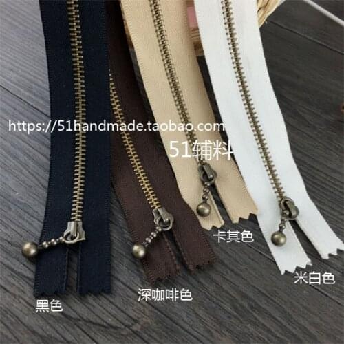 12cm / 25cm / 35cm drops head closed end zip fastener bronze beige / khaki / dark coffee / black