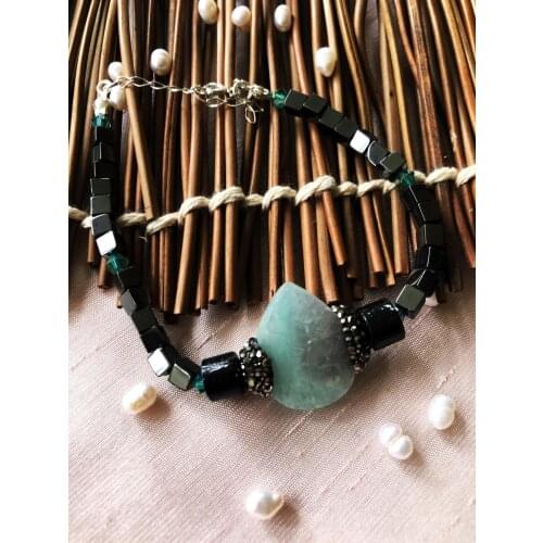 Dr Stone Luxury collection Aventurine, Crystal and Hematite Stone 925 Sterling Silver Women Handmade Bracelet LXDR39