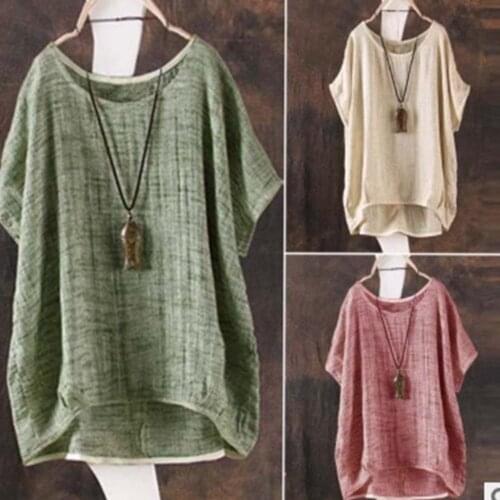 Ladies big size short sleeve summer dress simple casual design simple round neck short sleeve pure color T-shirt