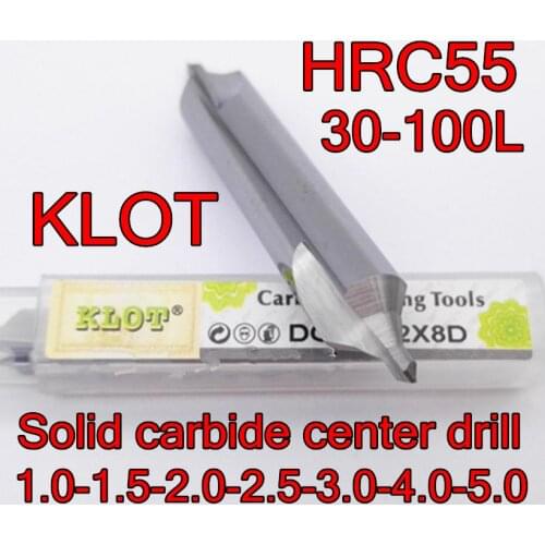1.0-1.5-2.0-2.5-3.0-4.0-5.0mm 30-100L 5pcs 1pcs KLOT HRC55 Solid carbide center drill Processing: stainless steel and Steel etc