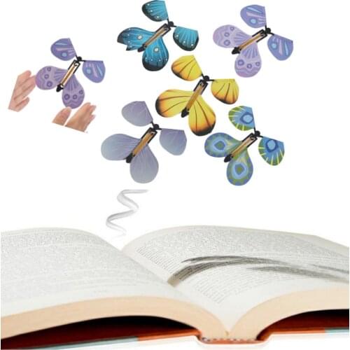 10 PCS Flying in the Book Fairy Rubber Band Powered Wind Up Butterfly Toy Surprise Gifts