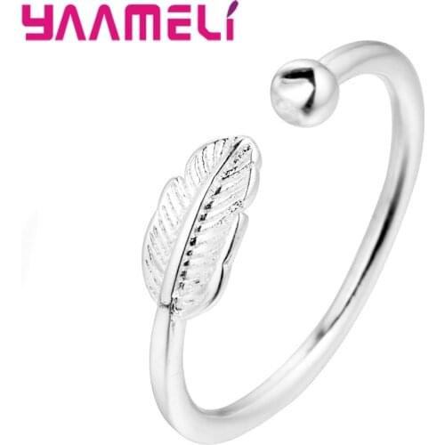 100% 925 Sterling Silver Trendy Open Leaf Rings for Women Simple Boho Plant Leave Femme Boho Jewelry Birthday Gift Big Promotion