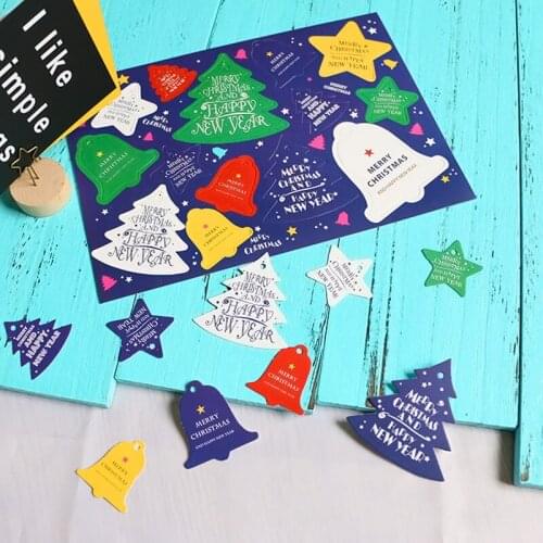 140pcs Christmas Gift Card Colorful Card Happy New Year Christmas Tree Bell Packaging Card Christmas Decoration hang Tag