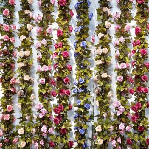2.2M Rose Artificial Flower Garland White for Wedding Home Room Decoration Spring Autumn Garden Arch Decor DIY Fake Flowers Vine