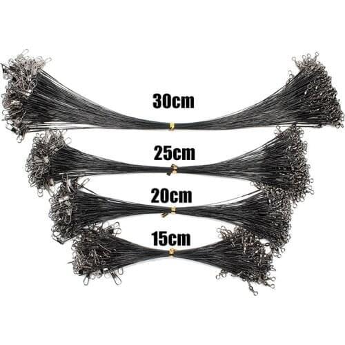 2@# 1/5/10Pcs 15/20/25/30cm Anti-bite Steel Wire Leader Leashes For Fishing With Swivel Fishing Lure Accessories