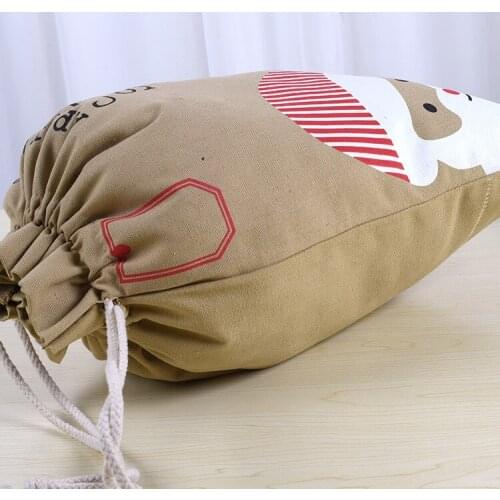 20pcs/lot burlap Christmas gift bags Drawstring burlap santa sack Vintage Christmas stocking bags candy kids gifts bag lin4443