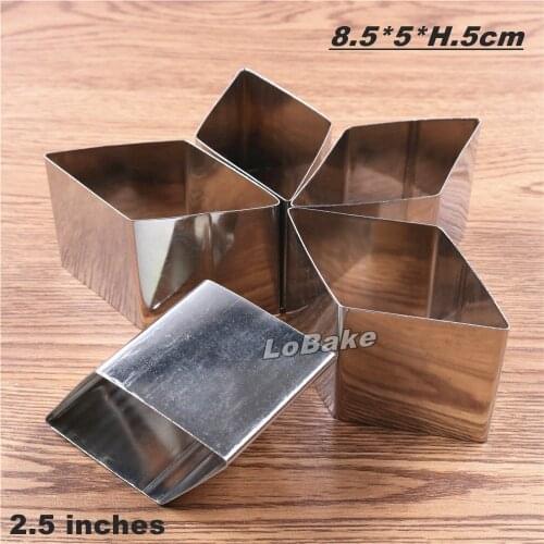 5pcs/lot) 2.5 inches 8.5*5*H.5cm rhombus lozenge stainless steel cake mold mousse tiramisu mould cookie cutter DIY bakery tools