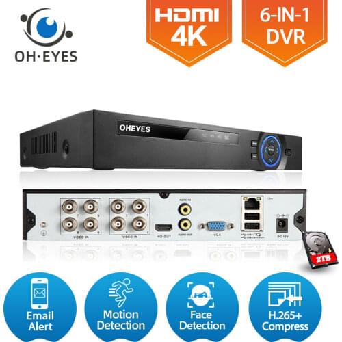 6 IN 1 4K XVI Security CCTV AHD DVR Recorder 8 Channel 8MP Digital Surveillance video recorder for TVI CVI Analog IP Camera 5MP