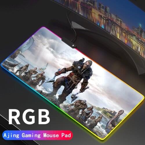 Anime Assassins Creed RGB Large Locked Mouse Pad Computer Mousepad Led Backlight Surface Mause Keyboard Desk Mat Support DIY
