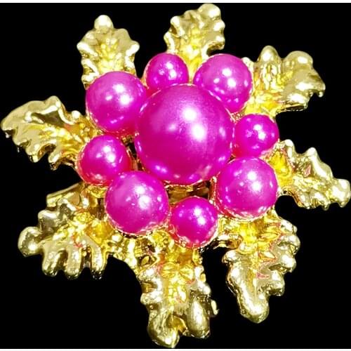 RSHCZY Fashion Jewelry High Quality Vintage Golden Brooch Imitation Purole Pearl Flower Pins For Women Wedding Accessories
